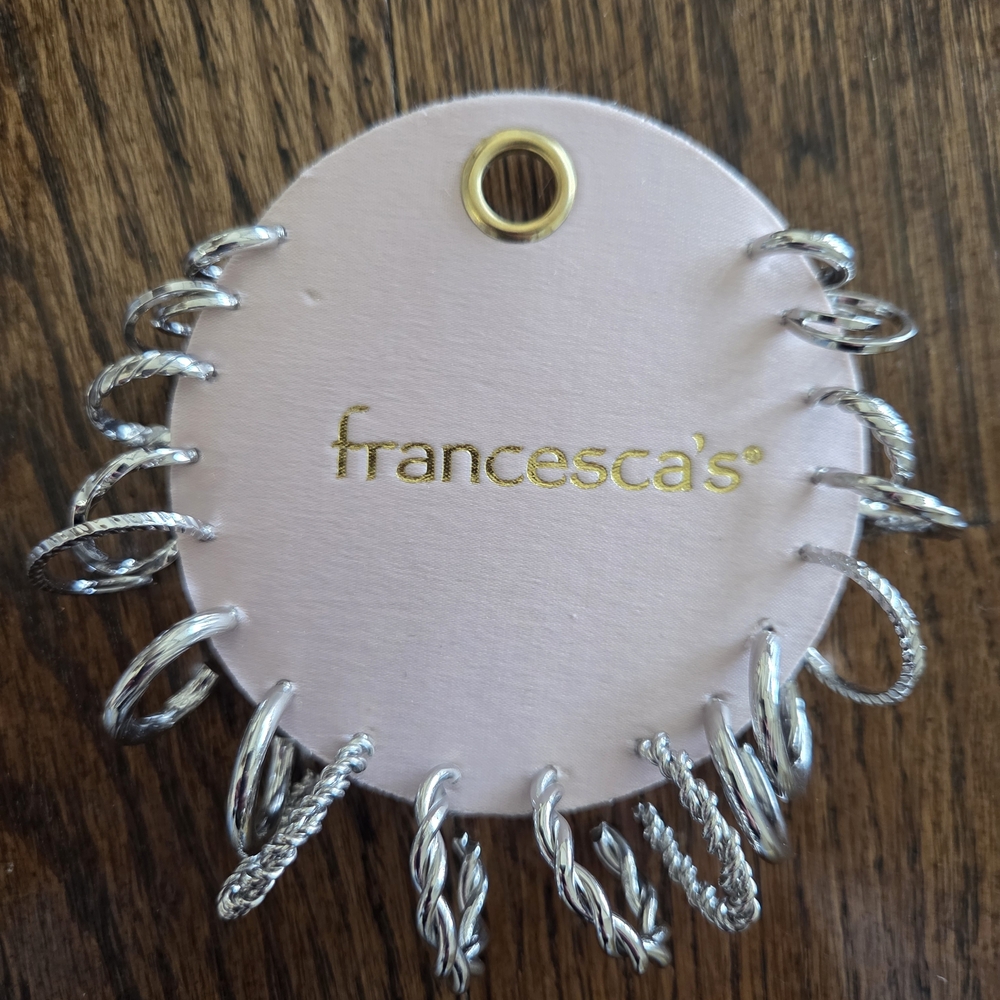Francesca's Collections Silver Tone Mixed Hoop Earring Set‎
